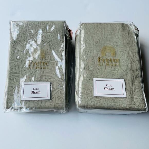 Frette at Home Pair (2) Arabesque Fashion Euro Sham Stone Jacquard NEW - Picture 1 of 7